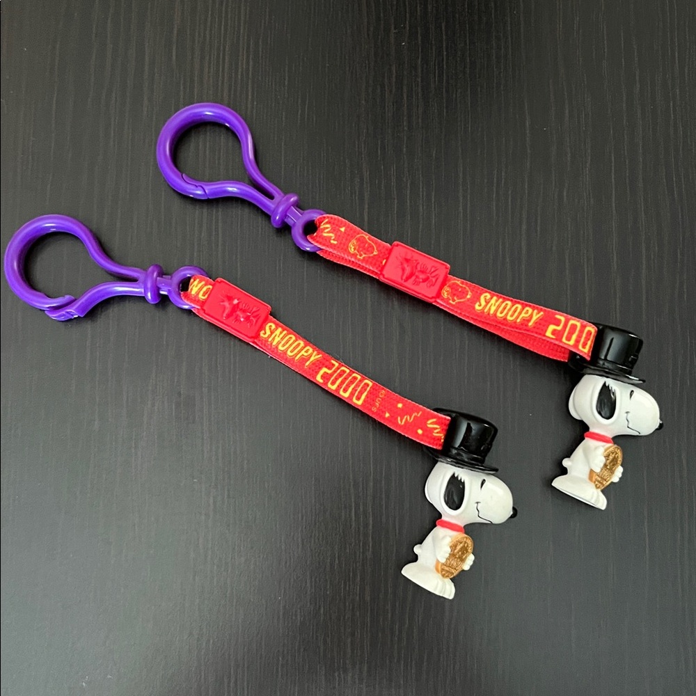 Set of 2 Vintage Snoopy Millennium 2000 Y2K Limited Edition Lanyards